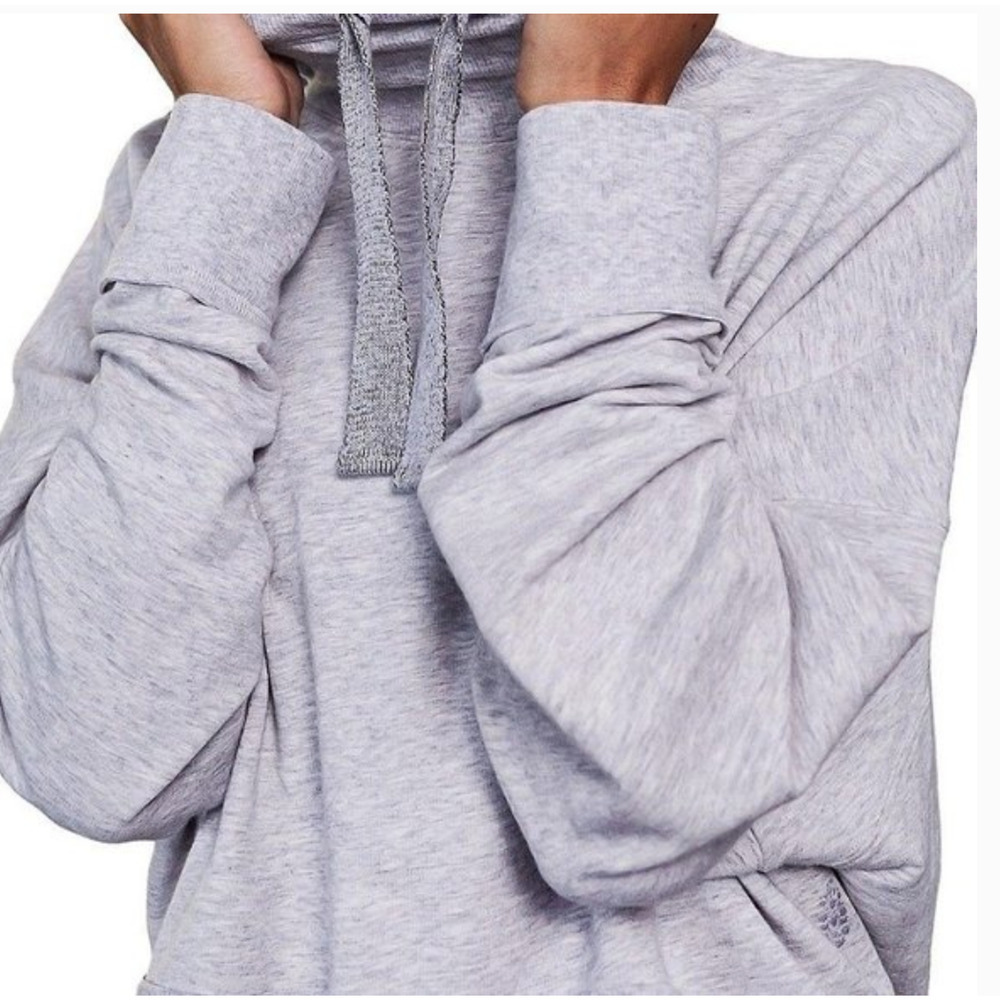 Free People Movement Lara Pullover Heather Gray Funnel Neck Size Large NWT - Picture 7 of 16